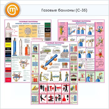 Плакаты «Газовые баллоны» (С-35, ламинированная бумага, А2, 3 листа)