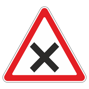 Дорожный знак 1.6 «Пересечение равнозначных дорог» (металл 0,8 мм, II типоразмер: сторона 900 мм, С/О пленка: тип В алмазная)