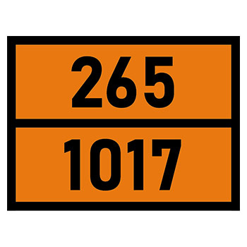Табличка «Опасный груз 265-1017», Хлор (светоотражающий металл, 400х300 мм)